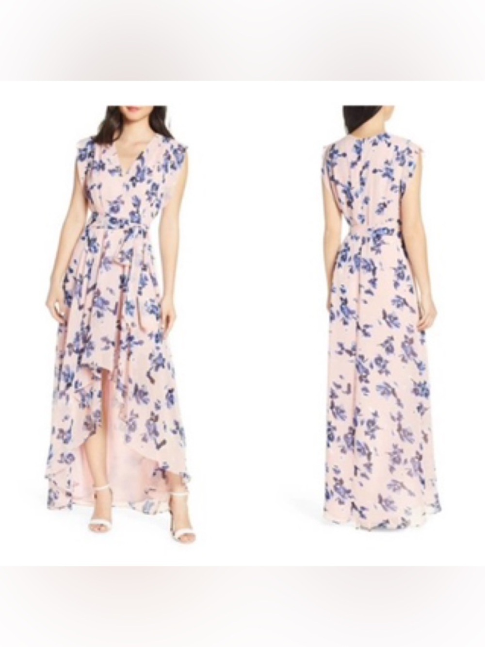 Eliza J Chiffon Floral Print High Low Maxi Dress Size 6